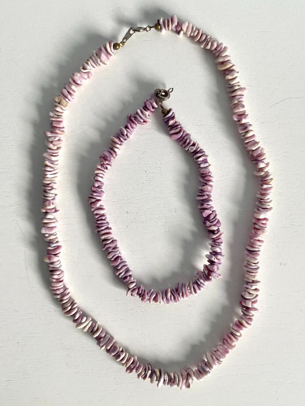 Lavender Puka Shell Necklace & Anklet Set